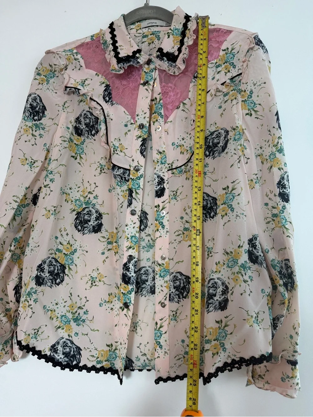 Coach 100% Silk Floral long Sleeve Blouse